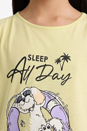 Kız Çocuk Regular Fit Baskılı 2'li Pijama Takımı