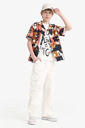 Erkek Çocuk Wide Leg Standart Paça Gabardin Pantolon