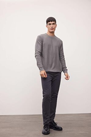 DeFacto Standart Fit Normal Kesim Pamuklu Bisiklet Yaka Triko Kazak A5181AX24AUGR308