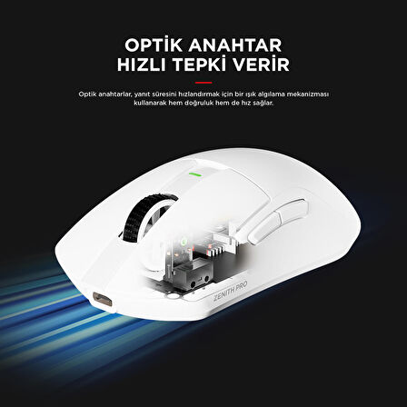 Rampage ZENITH PRO 4K 26000 DPİ Kablosuz Beyaz Gaming Mouse