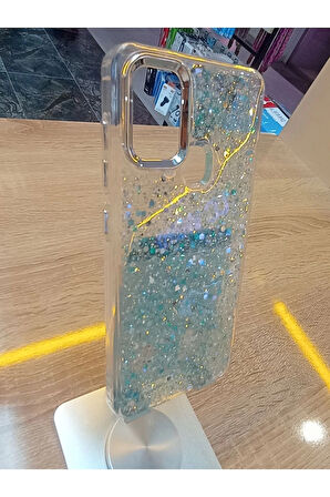 Samsung Galaxy A21S Uyumlu Simli Kamera Çerçevesi Metal Kapak Tuşları Metal Kılıf