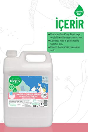 Siveno %100 Doğal Bebek Çamaşır Sabunu Kendinden Yumuşatıcılı Bitkisel Deterjan Vegan 5000 ml