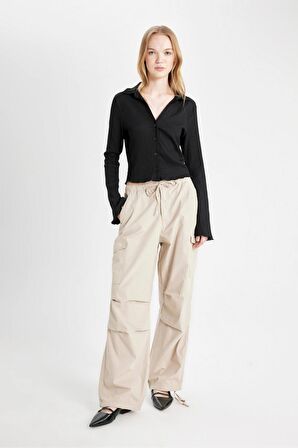 DeFacto Coool Paraşüt Poplin Pantolon Basic Düz Cepli Beli Lastikli A6266AX24AUBG191