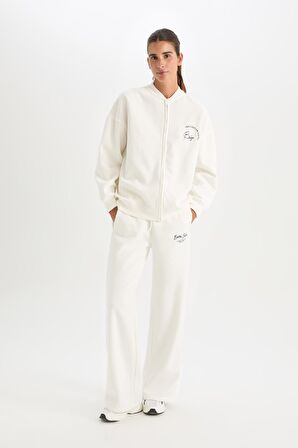 DeFactoFit NBA Brooklyn Nets Oversize Geniş Kalıp Kolej Yaka Sırt Baskılı Bomber Hırka C8101AX24AUER105