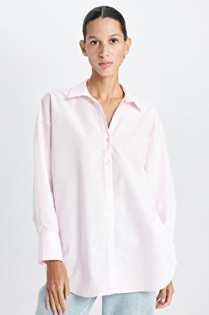 DeFacto Oversize Geniş Kalıp Basic Düz Oxford Uzun Kollu Gömlek C4597AX24AUPN633