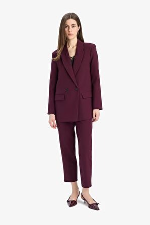 DeFacto Carrot Fit Crop Klasik Kumaş Pantolon Fermuarlı Yüksek Bel Basic Düz Dar Paça C2466AX25SPBR171