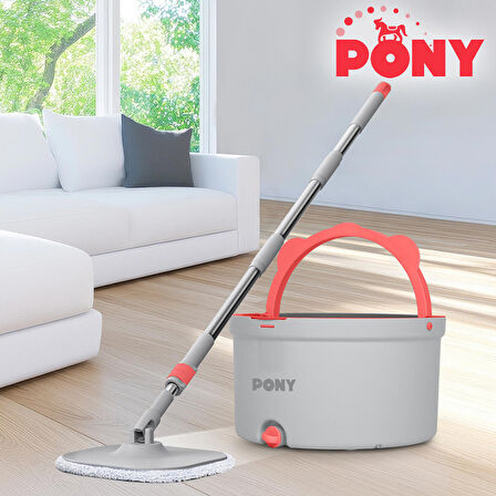 PONY GRİ TEMİZ & KİRLİ SUYU AYIRMA ÖZELLİĞİ OTOMATİK TEMİZLİK SETİ MOP PASPAS