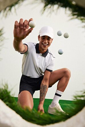 DeFactoFit Slim Fit Dar Kesim Sporcu Kısa Kollu Pike Polo Tişört D9780AX25SPWT34