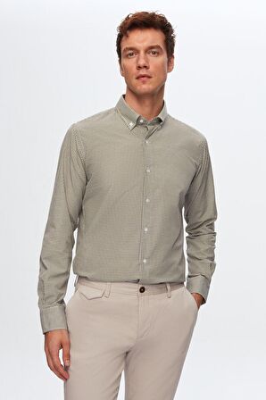 Ds Damat Slim Fit Haki Pötikare Gömlek 4HF02ORT03314 4HF02ORT03314