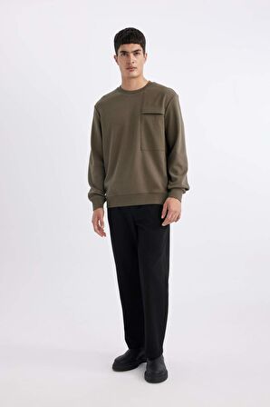 DeFacto Regular Fit Bisiklet Yaka Basic Düz Sweatshirt B6495AX24SPKH438