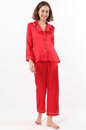 Pierre Cardin Kadın Biyeli Saten Pijama Takımı