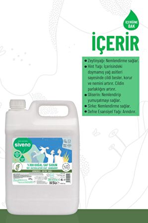 Siveno %100 Doğal Sıvı Kastil Sabun Defne Yağlı Arındırıcı Nemlendirici Bitkisel Vegan 5000 ml