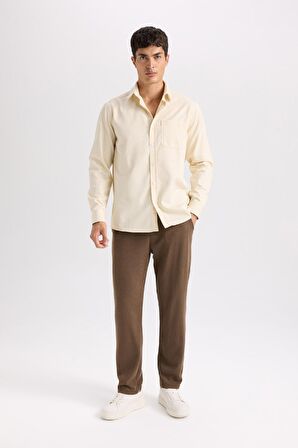 DeFacto Regular Fit Polo Yaka Gabardin Uzun Kollu Gömlek D4934AX24AUBG760