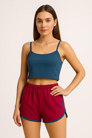 Fibula Moda Bordo Kadın Şort