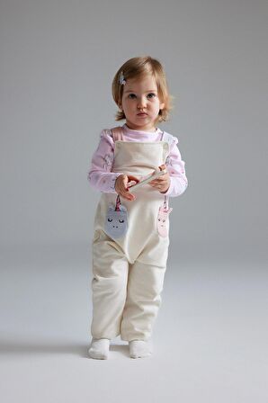 DeFacto Kız Bebek 2'li Takım Unicorn Baskılı Sweatshirt Salopet Tulum E0487A525SPER233