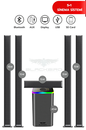 Hepu 5+1 Surround Ev Sinema Ses Sistemi HP-TV04