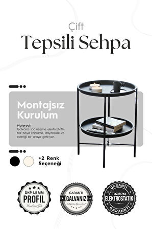 Katlanır Çift Tepsili Sehpa