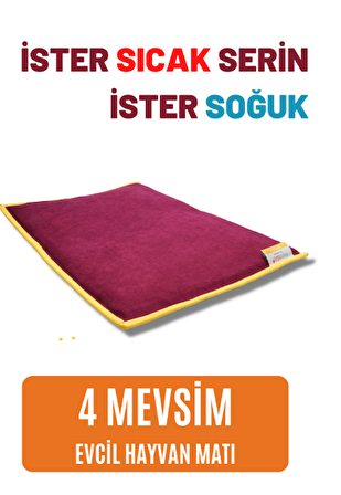 pawdaz Serin (60X40CM) - 4 Mevsim Kedi/ Köpek Matı, Sıcak Veya Soğuk Kullanılabilen Minder Yatak (bordo)