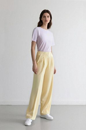 DeFacto x Afra Wide Leg Tensel Kumaş Palazzo Pantolon Cepli Yüksek Bel Geniş Paça A1138AX25SPYL504