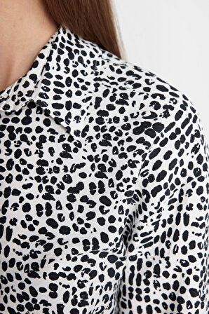 DeFacto Relax Fit Desenli Uzun Kollu Gömlek Tunik D1435AX24HSER105