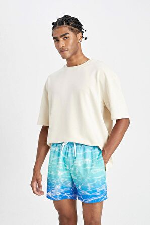 DeFacto Desenli Kısa Boy Deniz Şortu B7608AX24HSGN1101