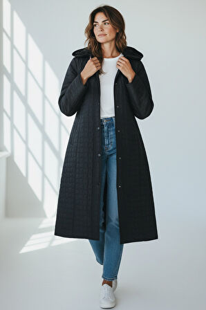 KADIN KAPŞONLU ÖNÜ PATLI ÇITÇITLI FERMUARLI KULPLU İÇİ TÜYLÜ KAPİTONE KAP