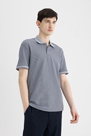 DeFacto New Regular Fit Waffle Kısa Kollu Basic Düz Polo Tişört B4508AX24SPGR433