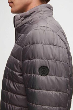 Ds Damat Slim Fit Gri Rüzgar Geçirmez Elyaf Dolgulu Şişme Mont 3HF07ORT04262