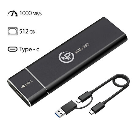 NPO DK02 NVMe M.2 900/1000Mb/s 512GB USB-A/Type-C Kablolu Taşınabilir Harici SSD