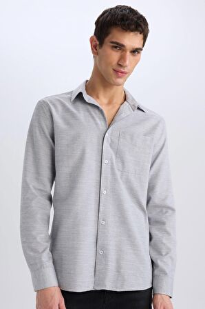 Modern Fit Polo Yaka Basic Düz Uzun Kollu Gömlek