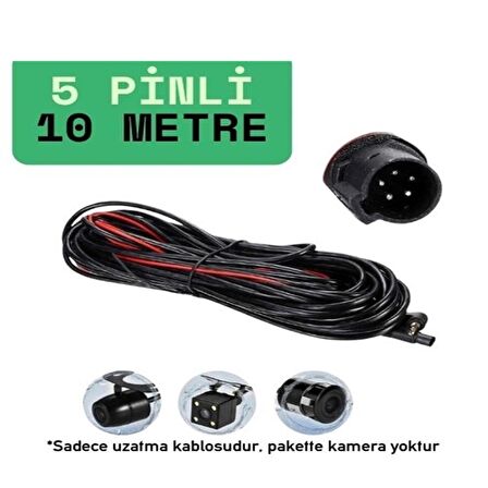 SADECE MB-500 MODELİ İÇİN Araç Kamera Kablosu 10m. 5 Pin 2,5 Mm 4 Boğum Araç Kamera Kablosu 10m.