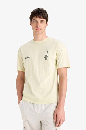 DeFacto %100 Pamuk Keith Haring Boxy Fit Bisiklet Yaka Sırt Baskılı Kısa Kollu Tişört E3257AX25SMER149