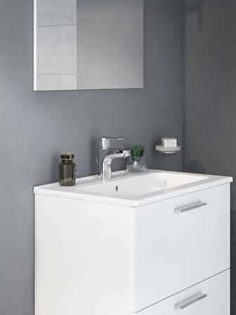 VitrA Mia 75021 Banyo Dolabı Seti, Çekmeceli, 60 cm, Parlak Beyaz