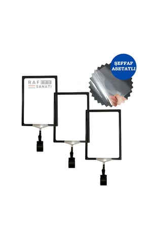 10 Adet - A4 Mandallı Fiyatlık | Etiketlik Sepet Raf Askılık Fiyat Etiketi Çerçeveli Market Mağaza Beyaz