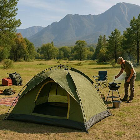 YekOutdoor 4 Kişilik Çift Katmanlı Otomatik Çadır 220x250x160