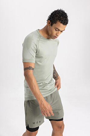 DeFactoFit Slim Fit Dar Kesim Bisiklet Yaka Sporcu Kısa Kollu Tişört B2887AX24SPGN920