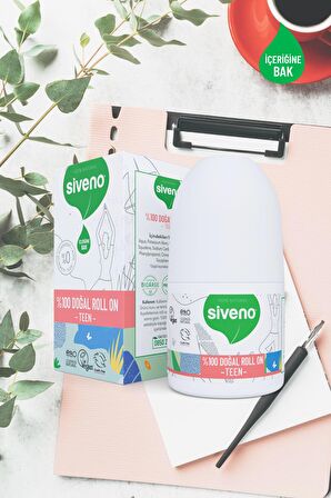 Siveno %100 Doğal Roll On Teen Girl Genç Kız Deodorant Ter Kokusu Önleyici Bitkisel Leke Bırakmayan Vegan 50 ml