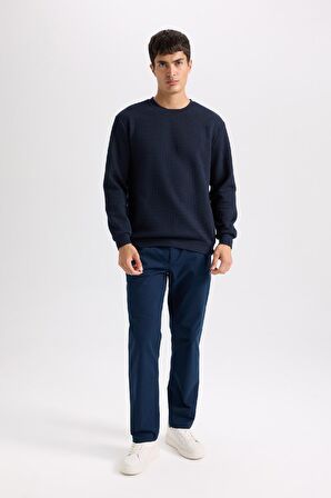 DeFacto Regular Fit Bisiklet Yaka Jakarlı Sweatshirt D5392AX24AUNV135