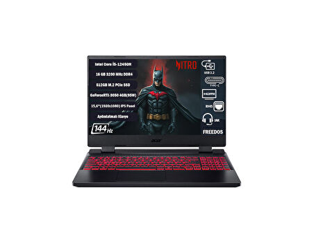 Acer Nitro 5 AN515-58 I5-12450H 16 GB 512 GB SSD RTX3050-4 GB 15.6" IPS Fhd 144 Hz Freedos NH.QFJEY.007+165