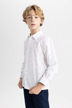 DeFacto Erkek Çocuk Polo Yaka Oxford Uzun Kollu Gömlek C0603A824SMWT34