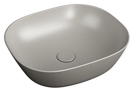 VitrA Plural 7810B420-0016 Kare Alçak Çanak Lavabo, VitrA Clean, 45 cm, Mat Bej