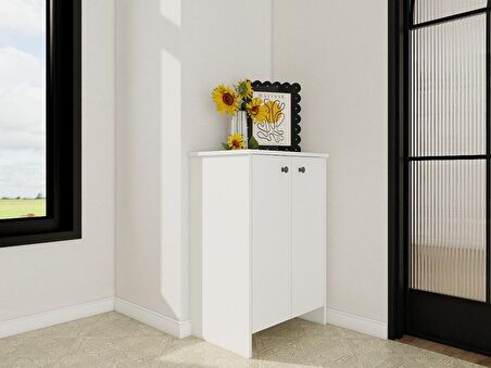Assos 2 Kapaklı Ayakkabılık / Dolap Beyaz Renk