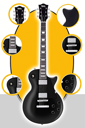 Midex GRX-200BK-BAG Üst Segment Les Paul Kasa Elektro Gitar Set Masif Ağaç (HH)