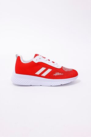 Dijital Baskılı Unisex Kırmızı Sneaker - Beyaz Desenli Günlük Ayakkabı