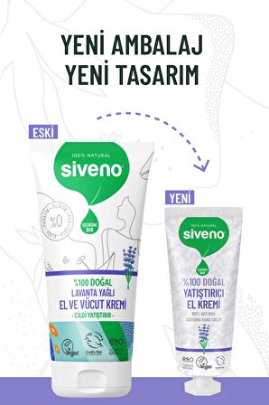 Siveno %100 Doğal El ve Vücut Kremi Lavanta Cilt Yatıştırıcı Onarıcı Yoğun Nemlendirici Vegan 30 ml