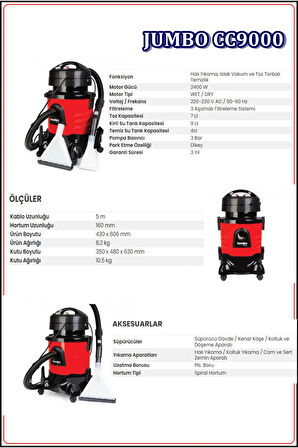 Jumbo Cc 9000 2400 W Halı Yıkama Robotu