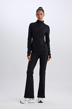 DeFactoFit Flare Fit Beli Saran İspanyol Paça Standart Boy Sporcu Eşofman Altı C9192AX25SPBK81