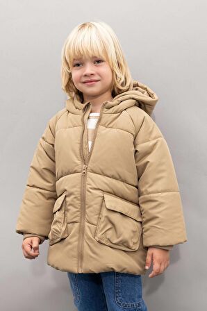 DeFacto Erkek Bebek Su Geçirmez Polar Astarlı Kapüşonlu Mont A2212A524WNBG801