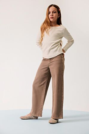 Kız Çocuk Wide Leg Geniş Paça Pamuklu Pantolon