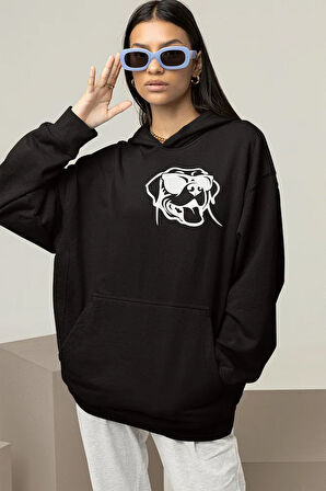 Minimalist Köpek Baskılı Unisex Oversize Dog Hoodie